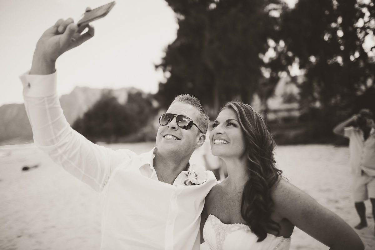 bride and groom selfie