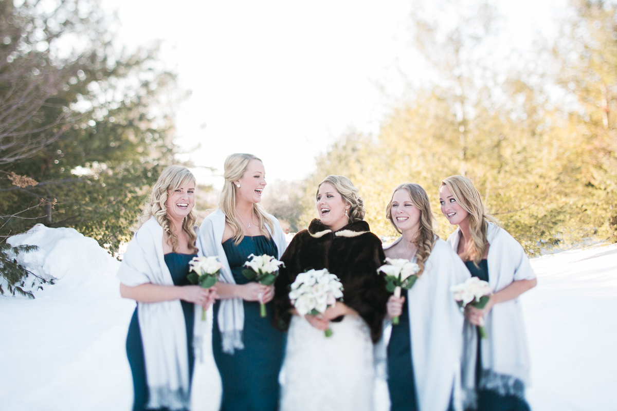 bridal party winter wedding