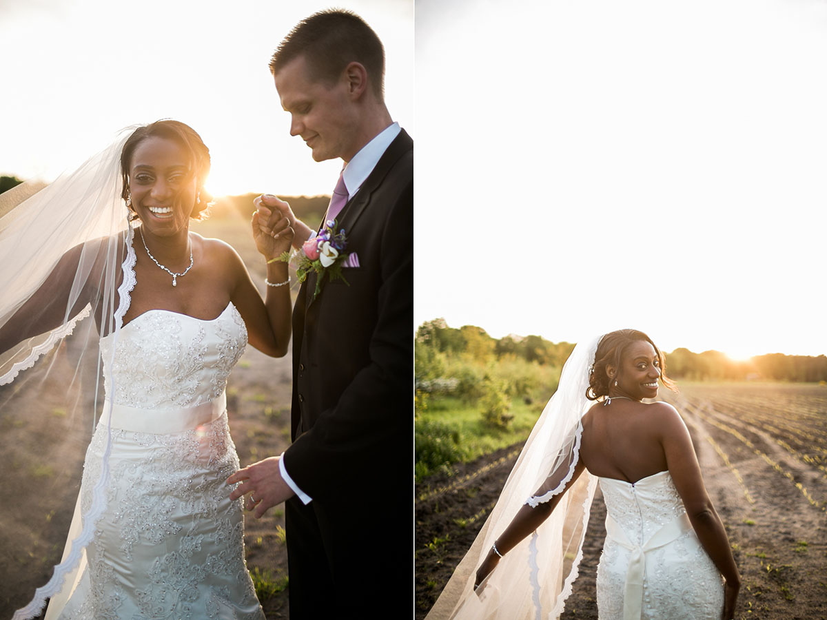 bride and groom in field holland