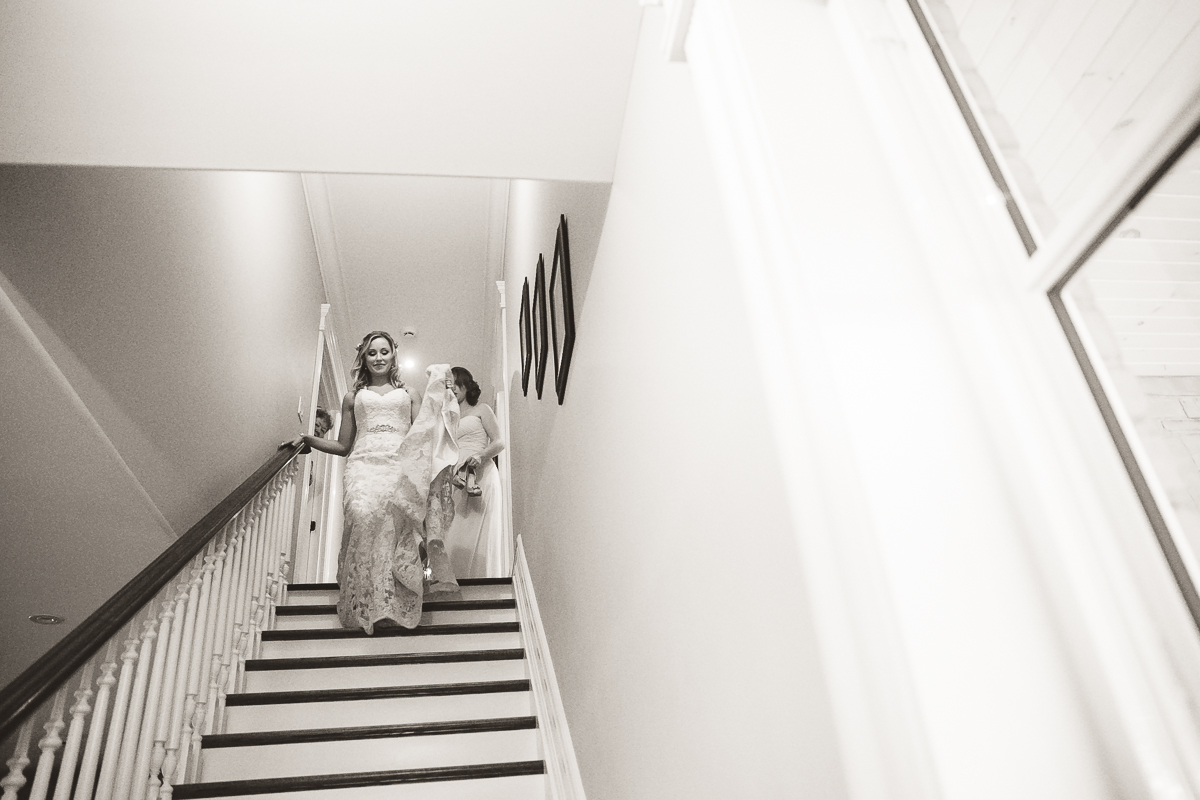 bride coming down stairs