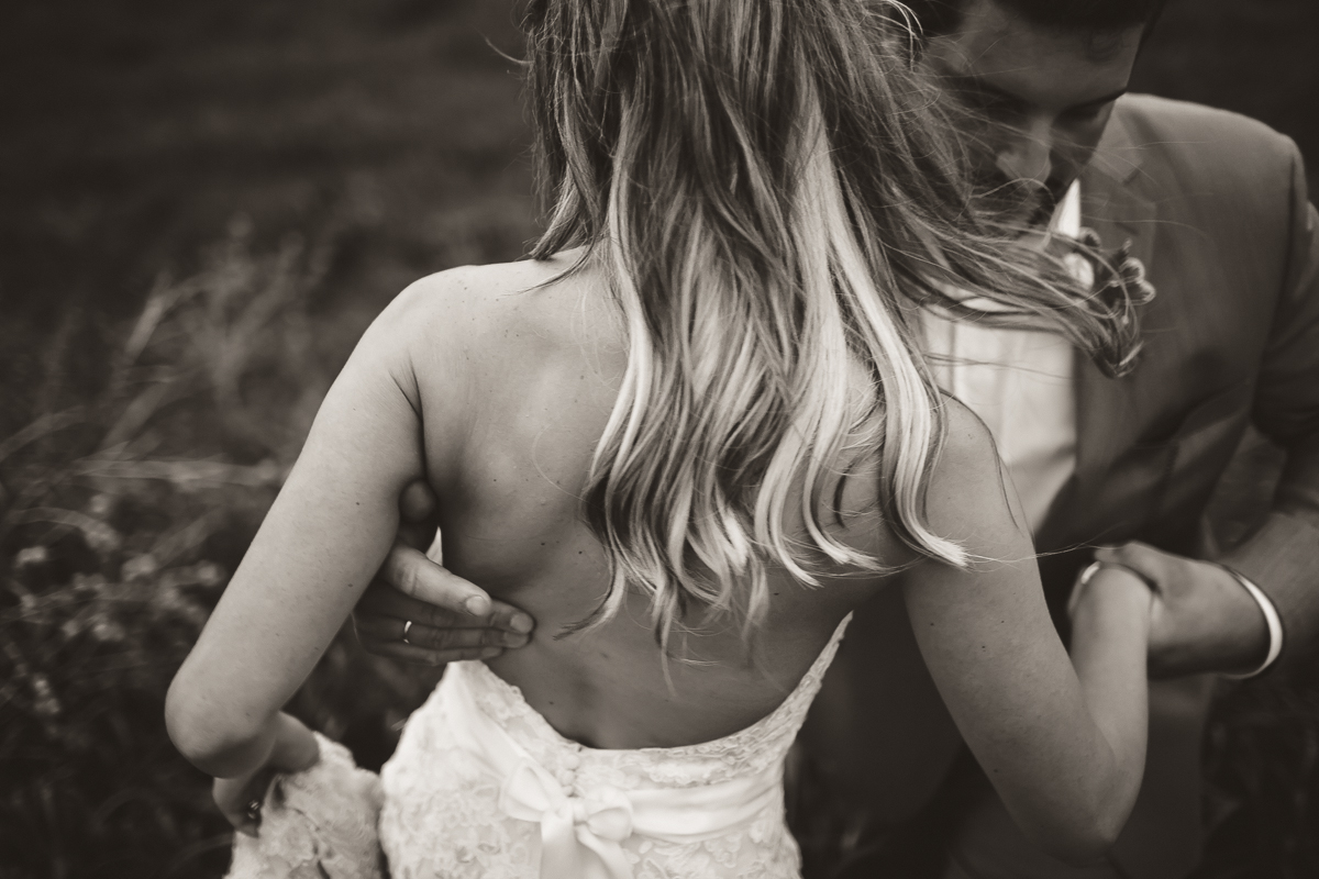 windy bride and groom portraits