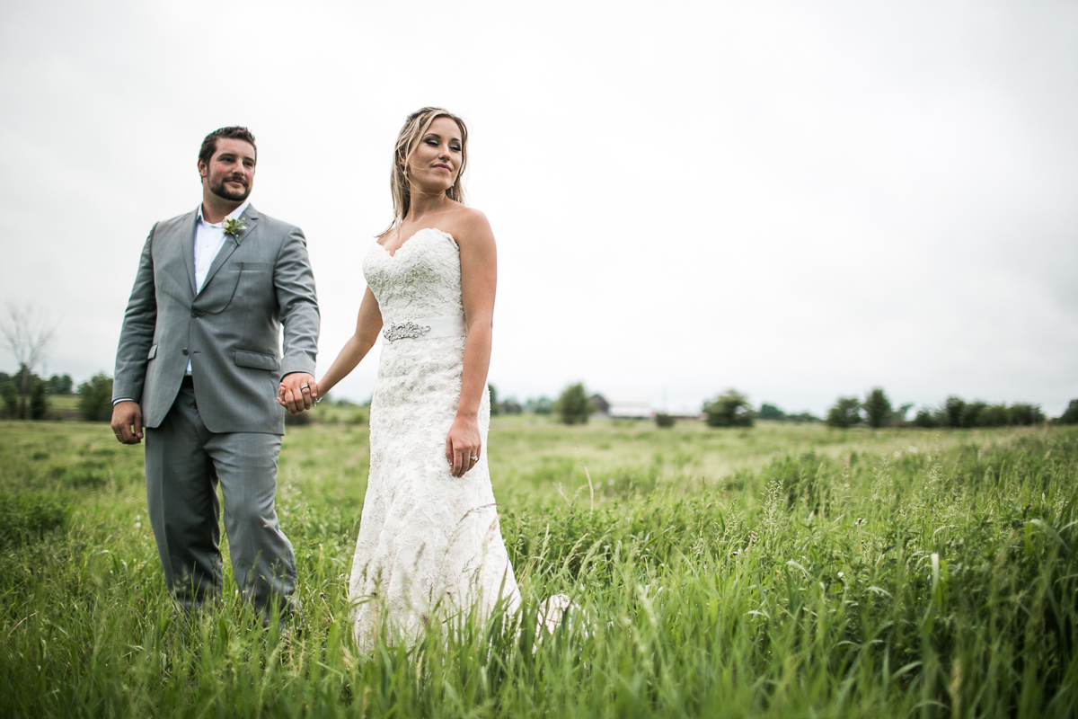 bride and groom field