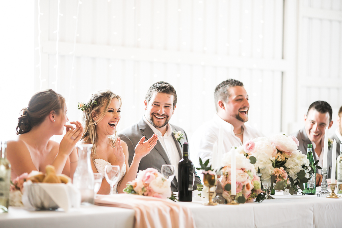 bride groom laughing