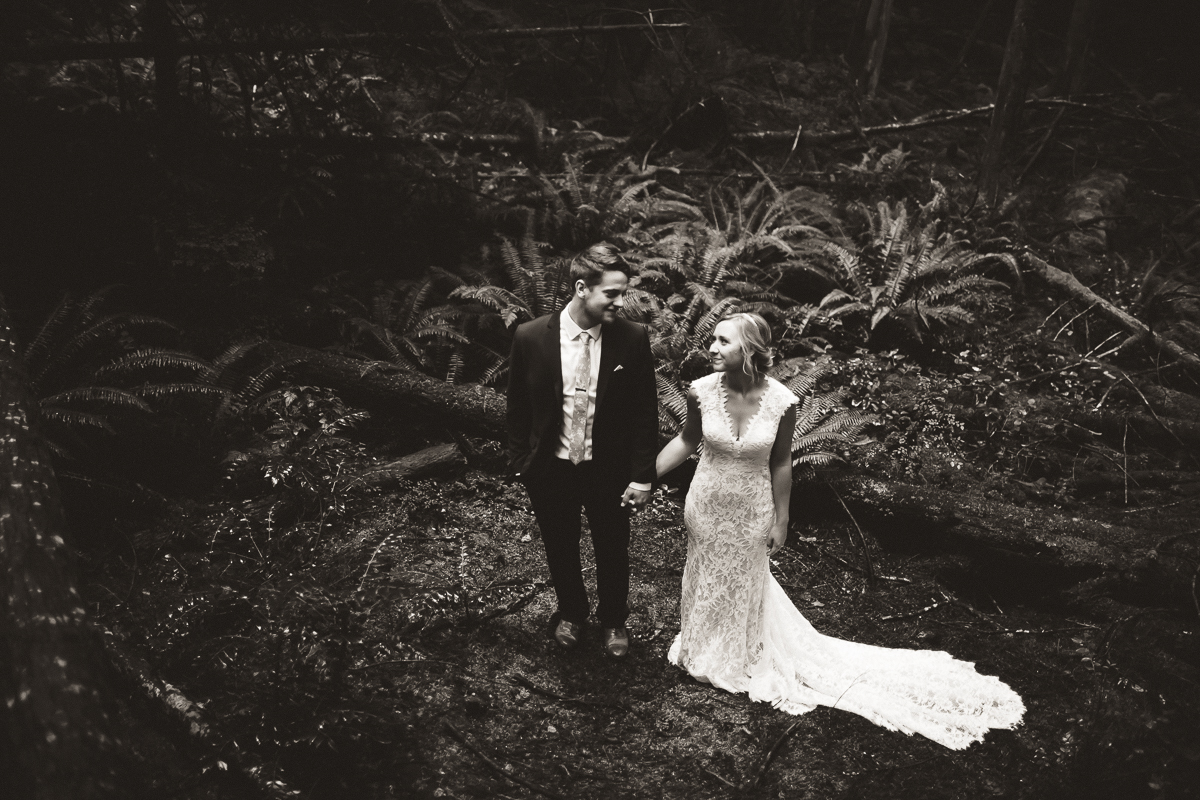 sunshine coast elopement-bride and groom in forest