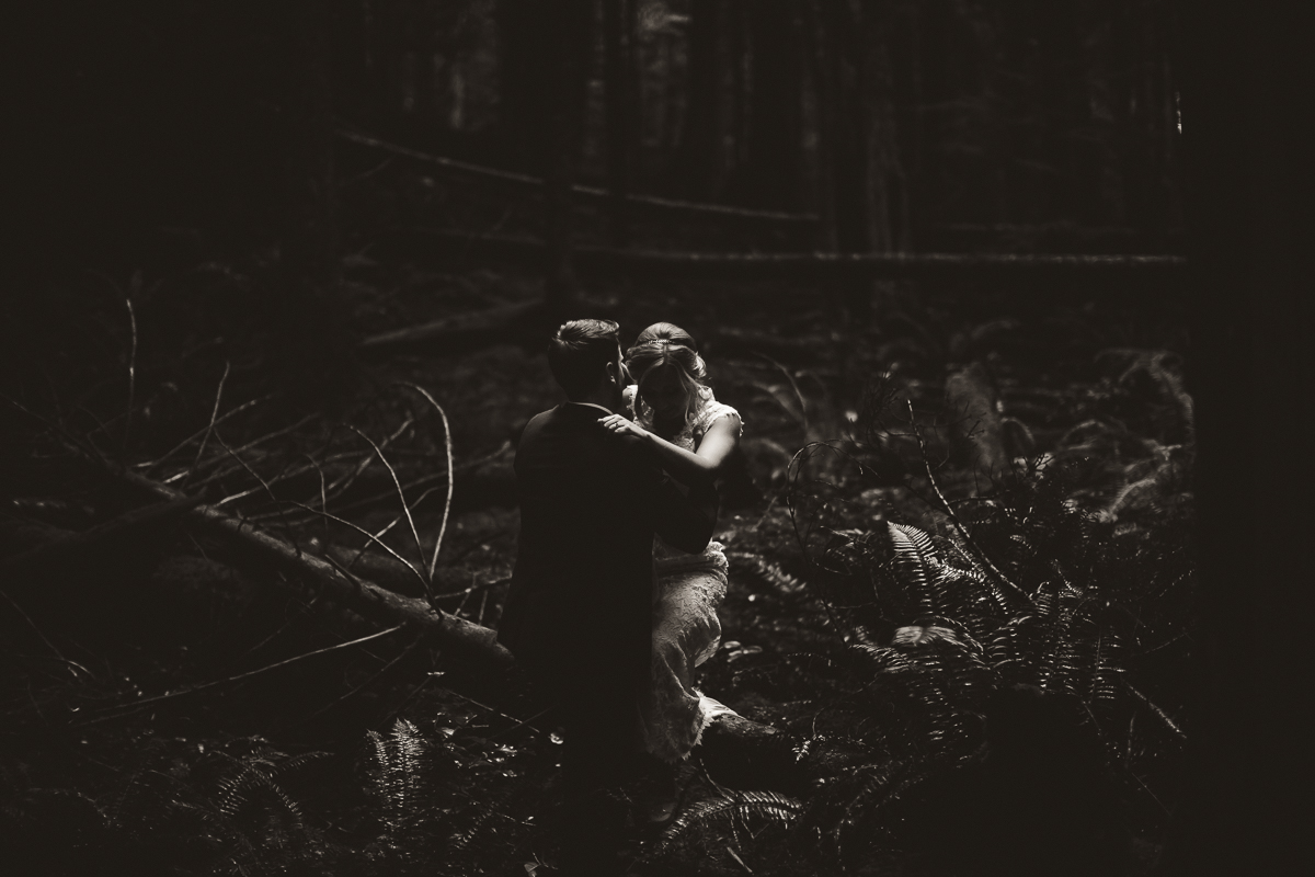 sunshine coast elopement-bride and groom in forest