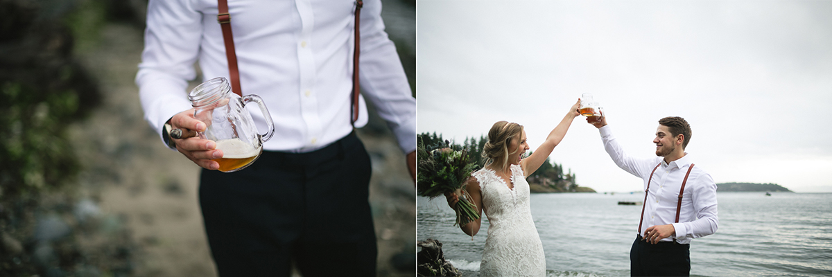 sunshine coast elopement-beer on the beach