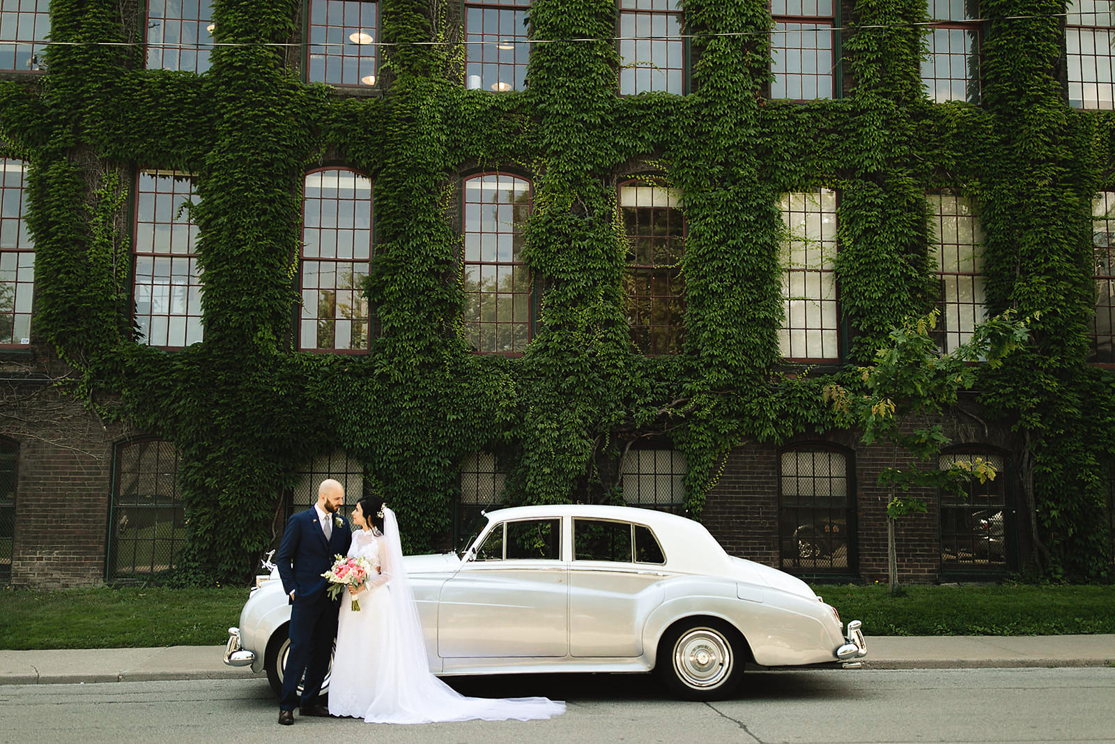 Wedding Portraits downtown Toronto old car