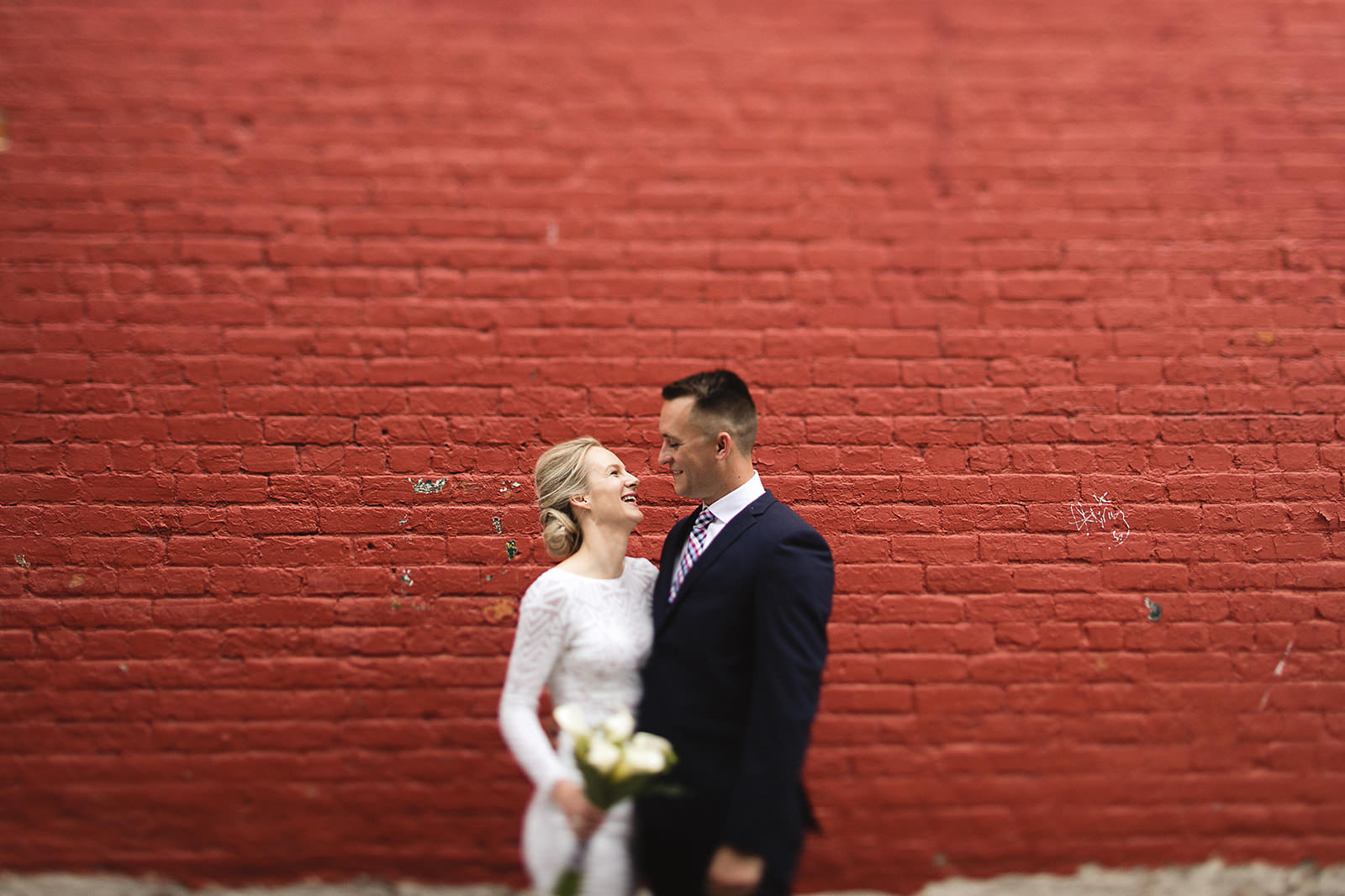 intimate city hall wedding bride and groom portraits