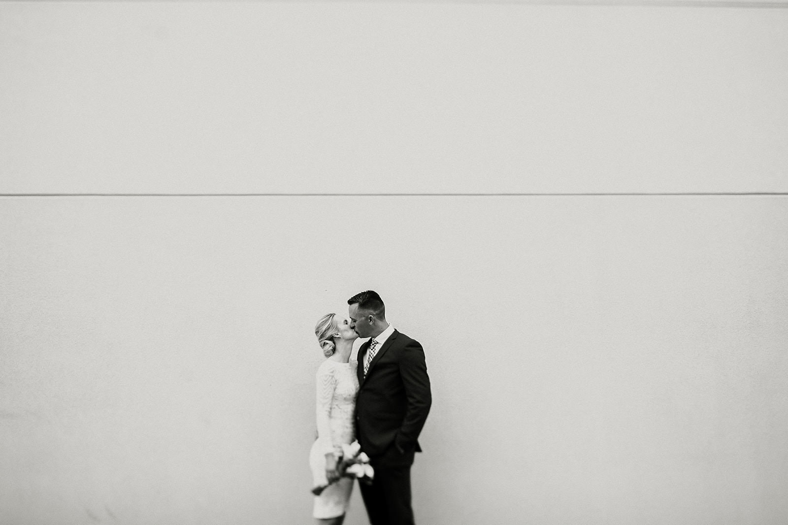 intimate city hall wedding bride and groom portraits