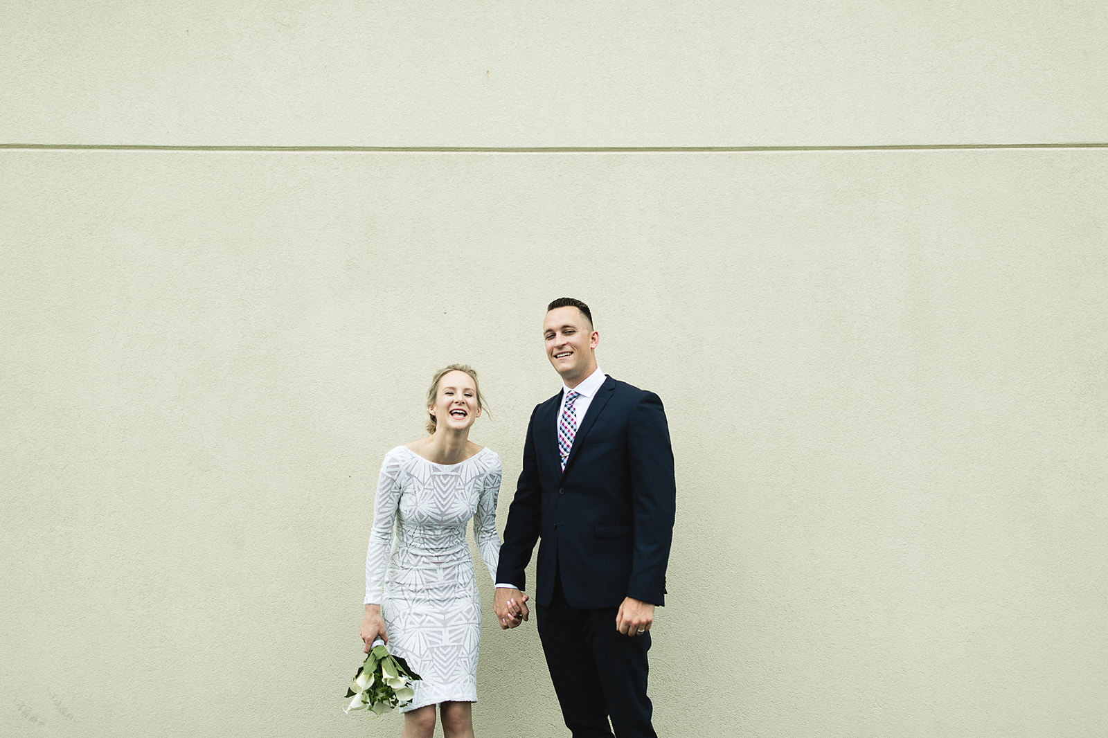 intimate city hall wedding bride and groom portraits