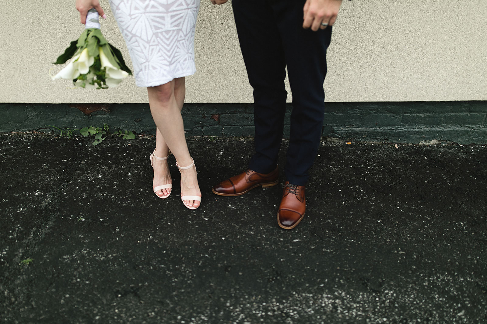 intimate city hall wedding bride and groom portraits