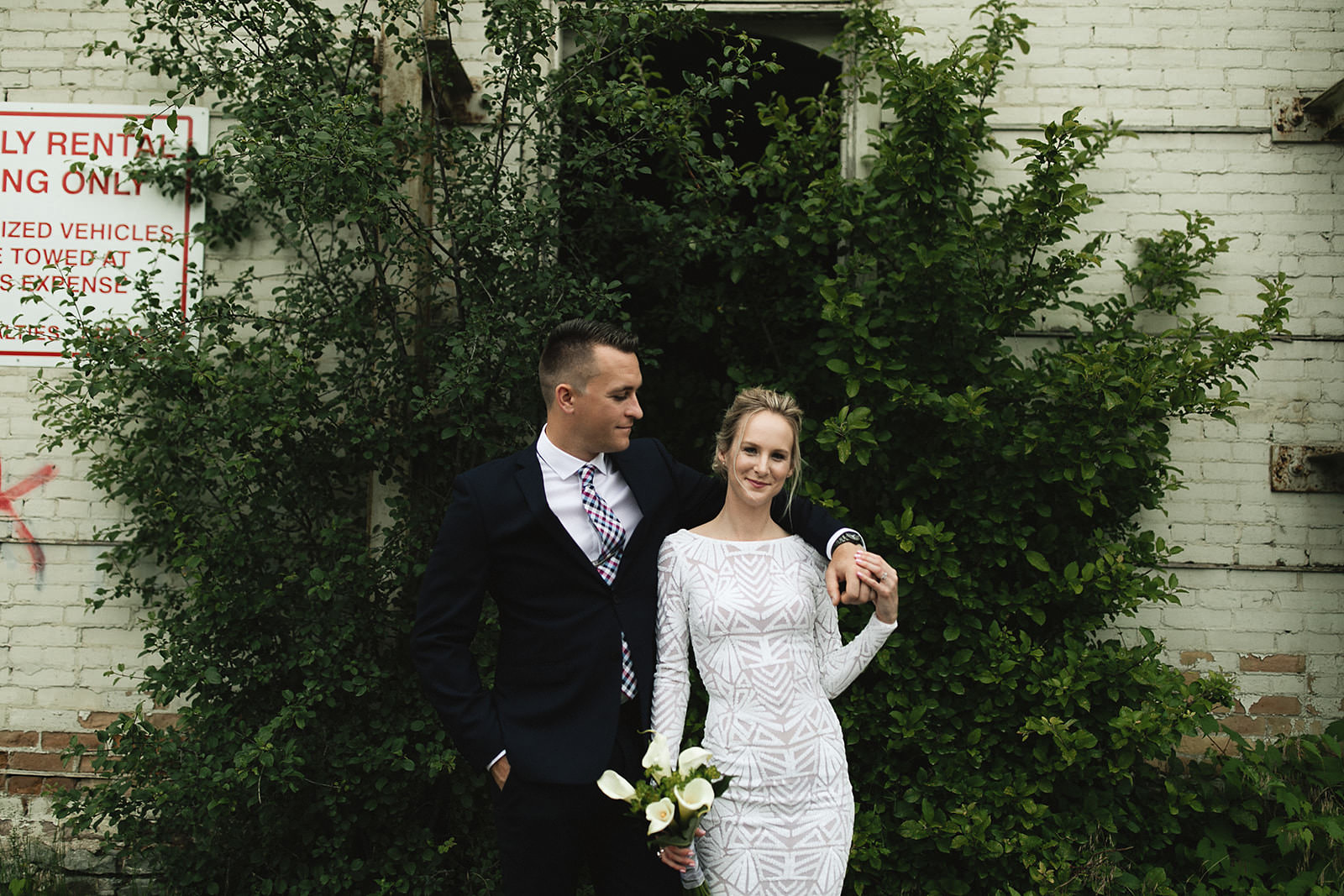 intimate city hall wedding bride and groom portraits