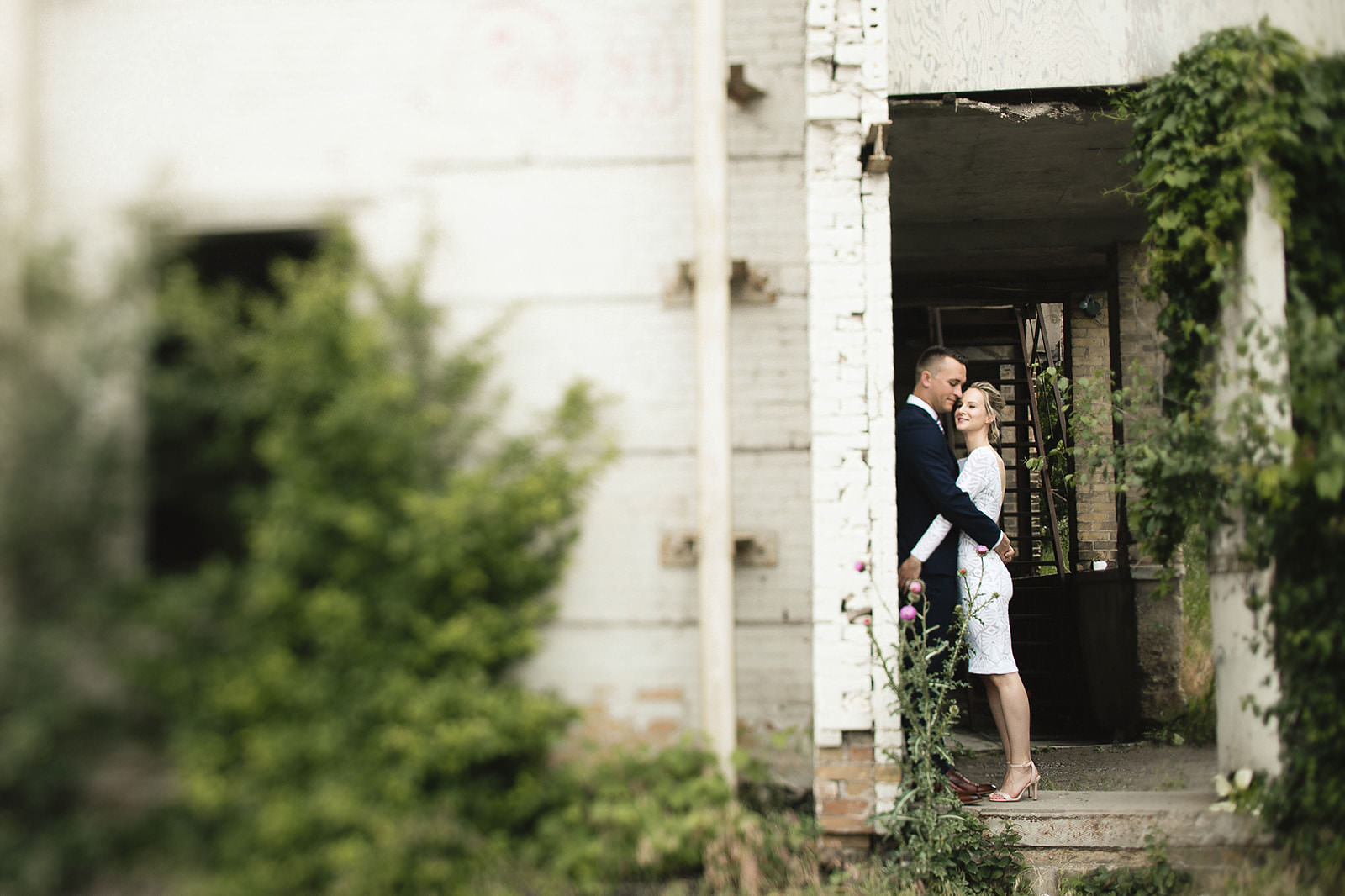 intimate city hall wedding bride and groom portraits