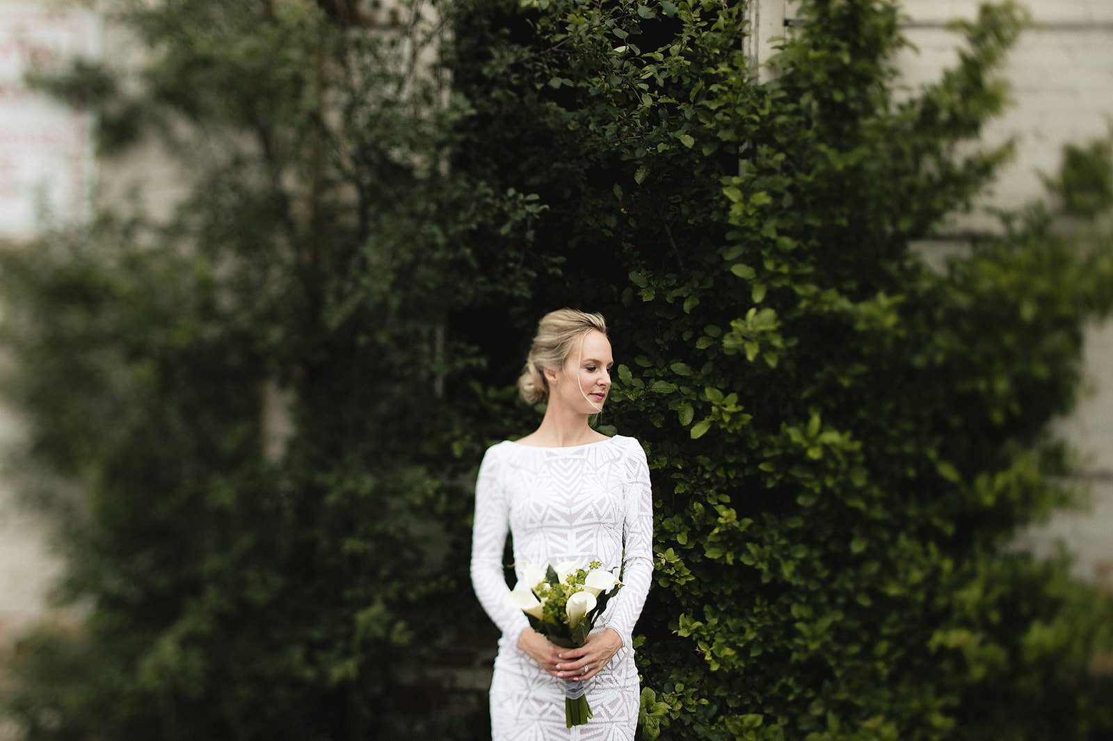 intimate city hall wedding bride and groom portraits