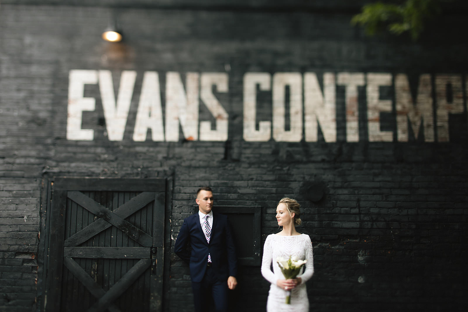 intimate city hall wedding bride and groom portraits