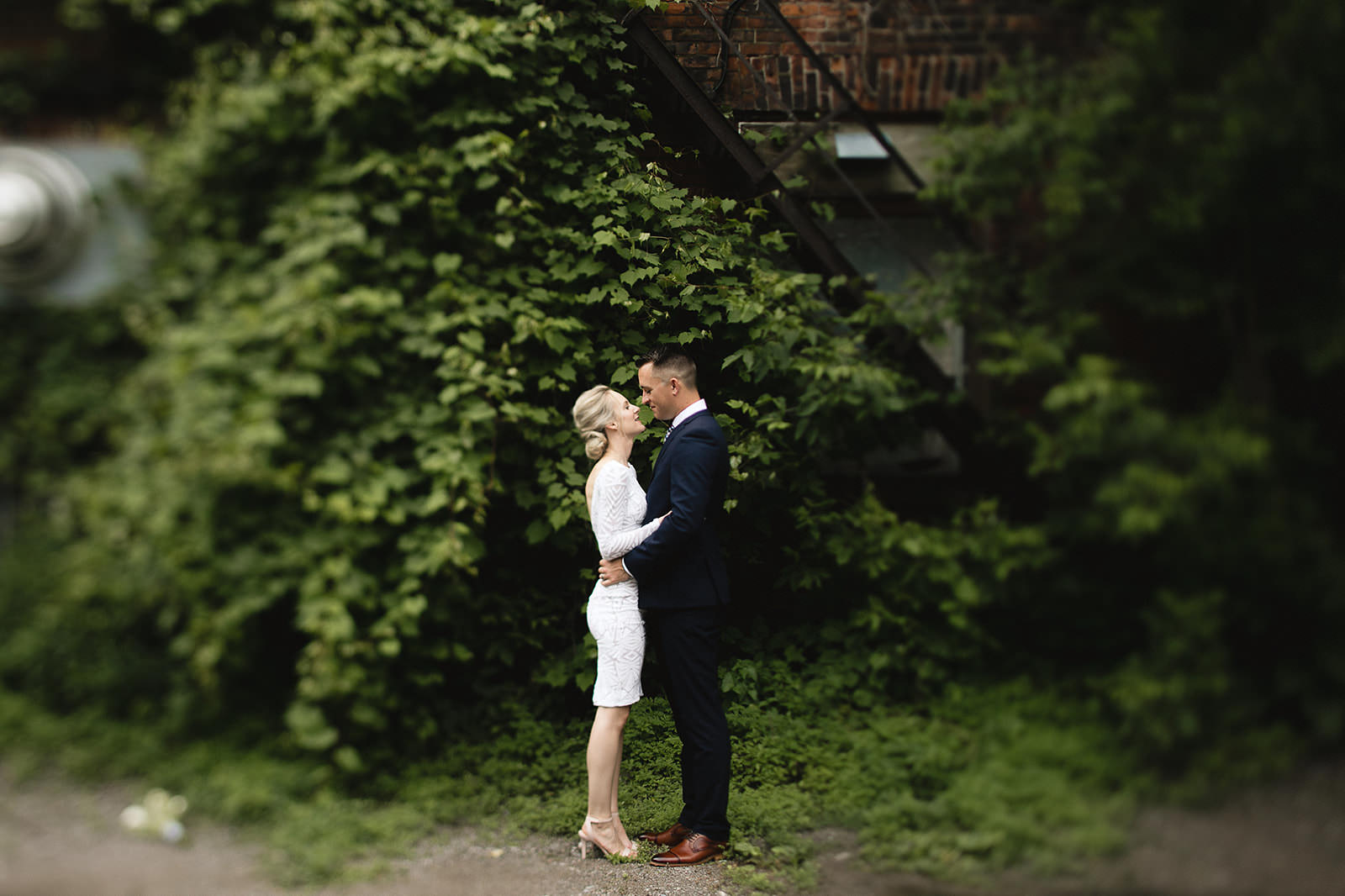 intimate city hall wedding bride and groom portraits