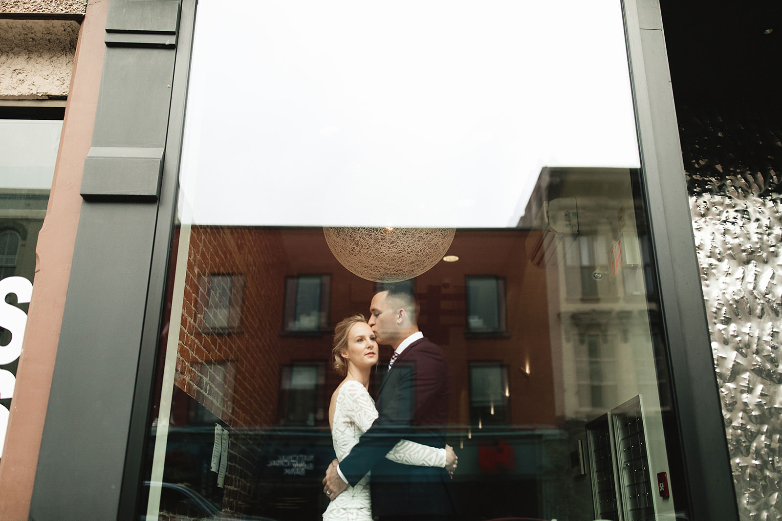 intimate city hall wedding bride and groom portraits