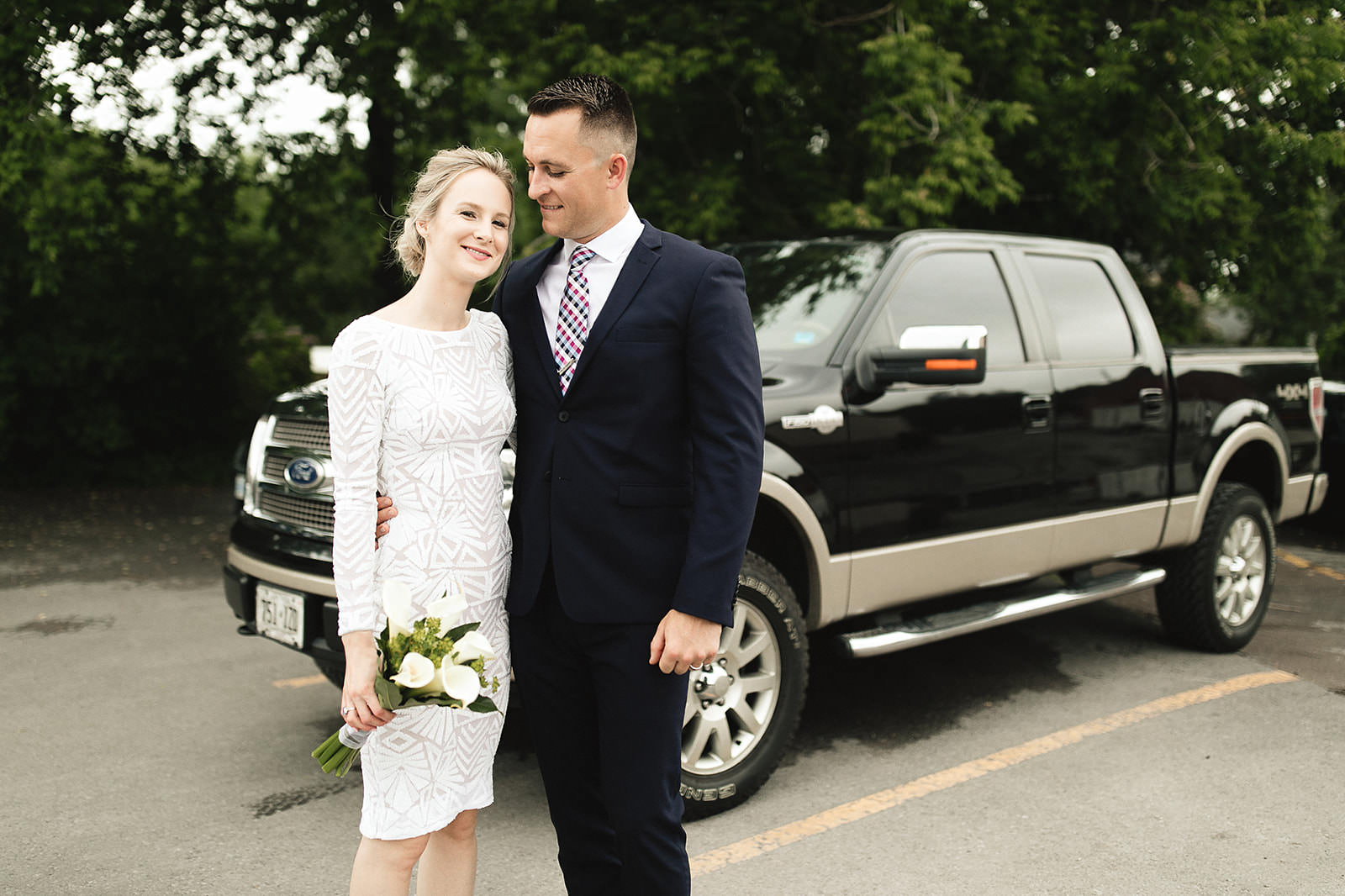 intimate city hall wedding bride and groom portraits