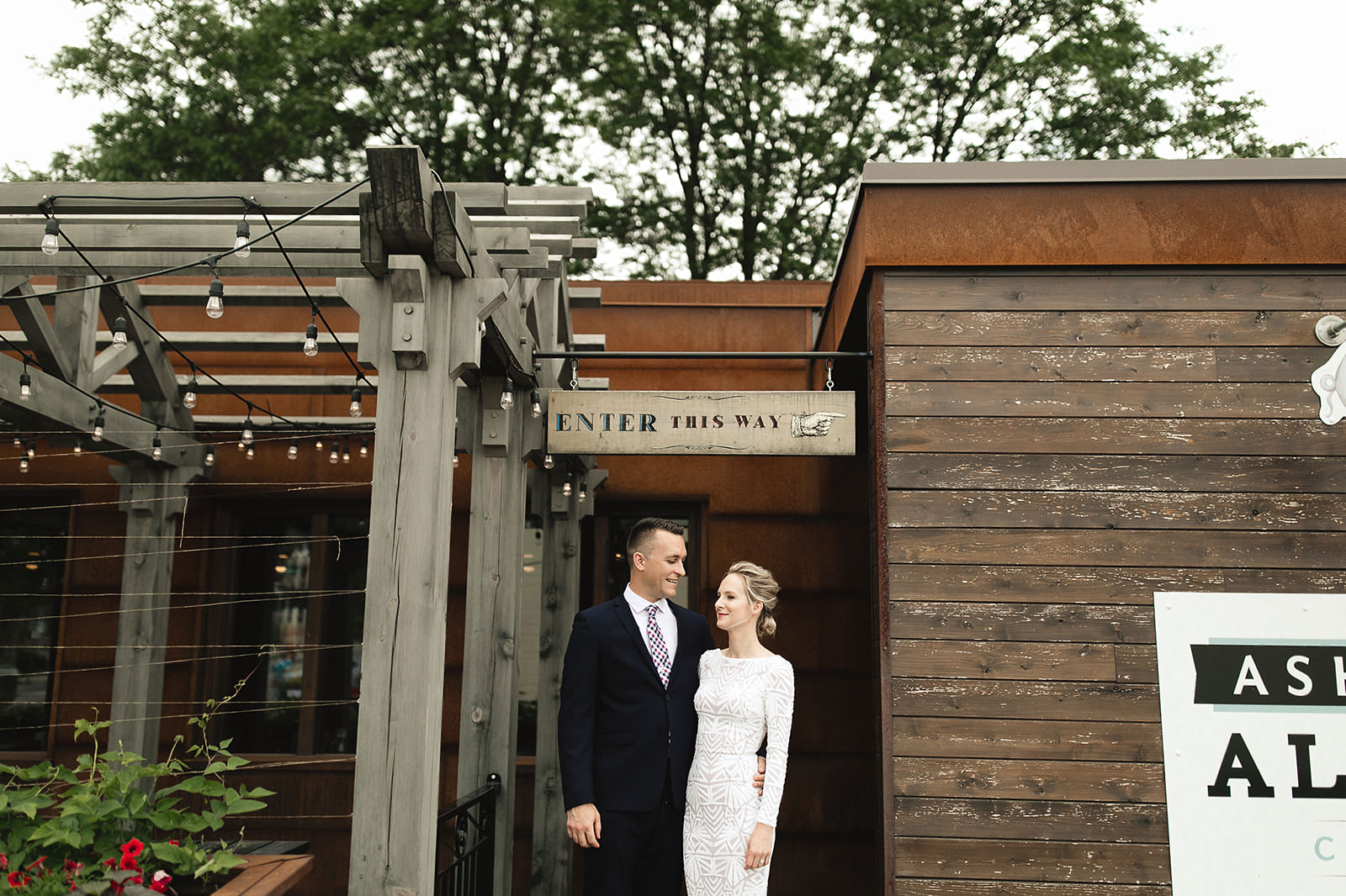 intimate city hall wedding bride and groom portraits