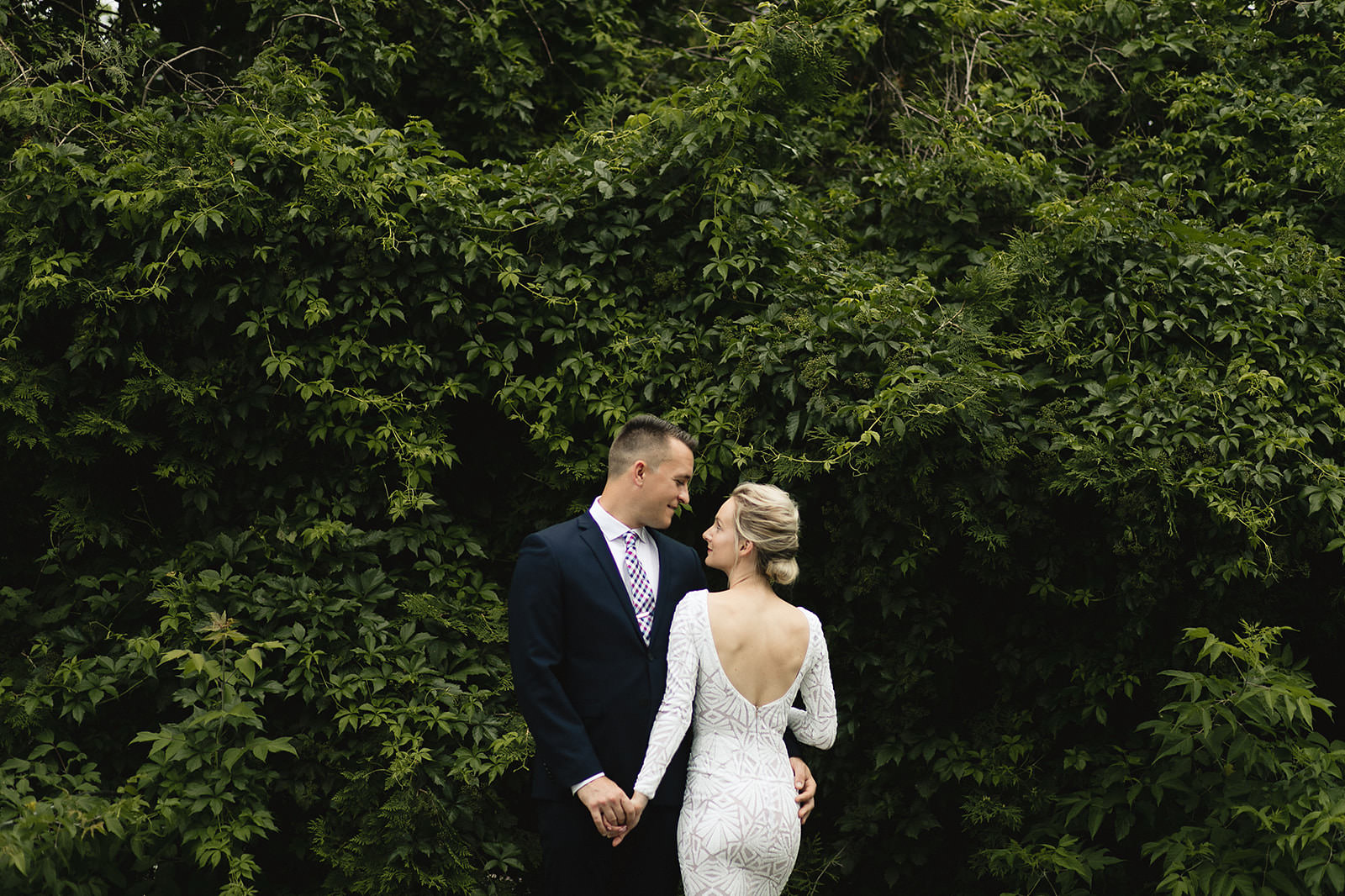 intimate city hall wedding bride and groom portraits