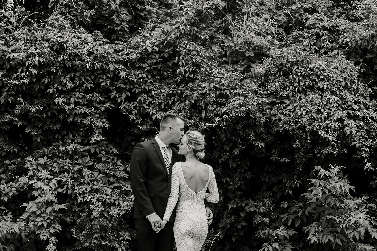 intimate city hall wedding bride and groom portraits