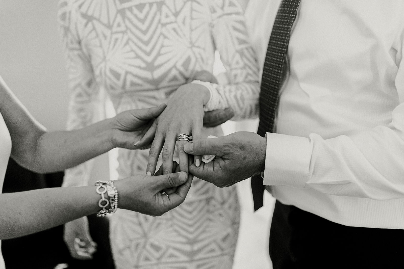 intimate city hall wedding bride and groom reception at home