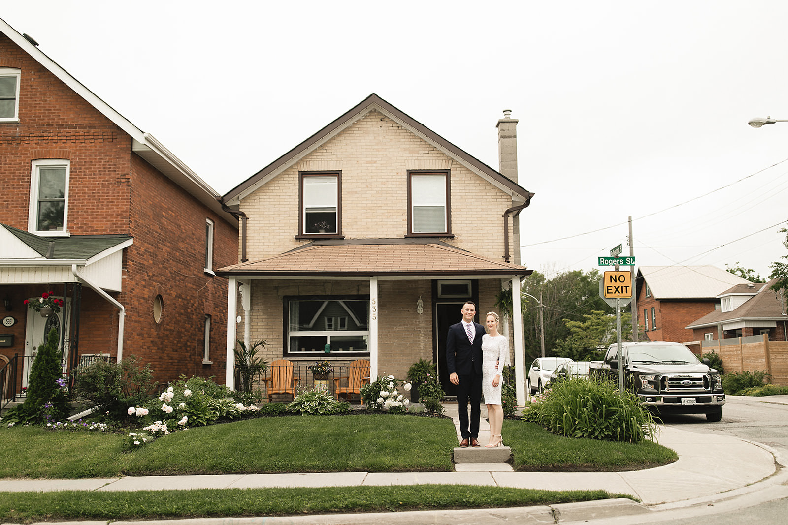 intimate city hall wedding bride and groom reception at home